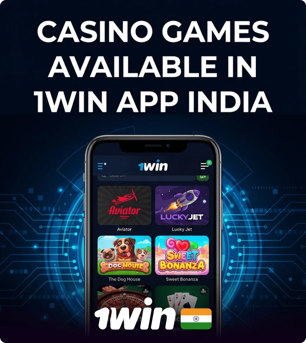 Casino games available in the 1Win mobile app in India